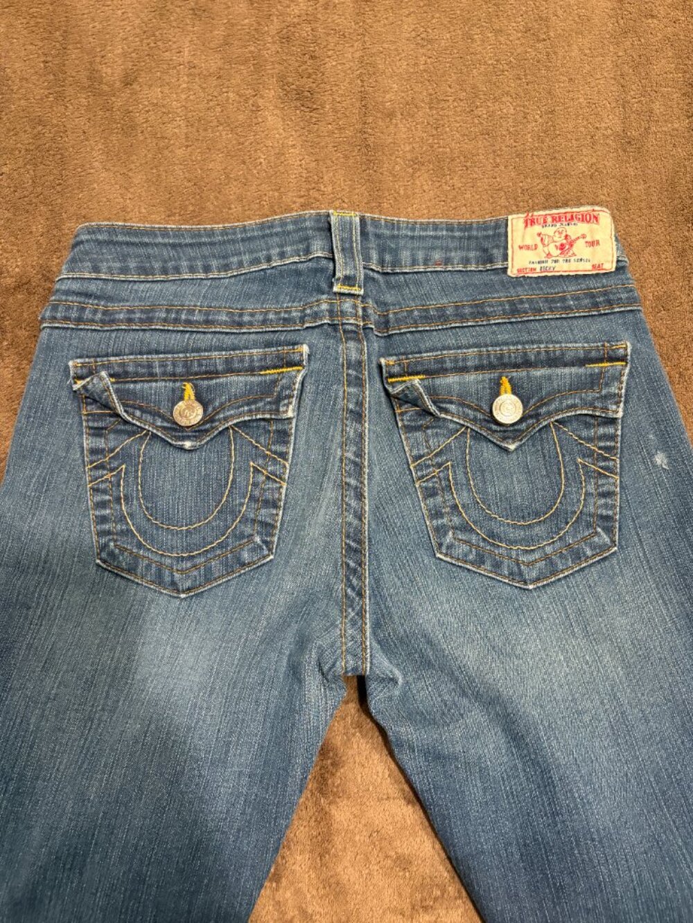 True Religion Becky Bootcut Jeans Medium Indigo Wash Sz 29 Low Rise USA Made